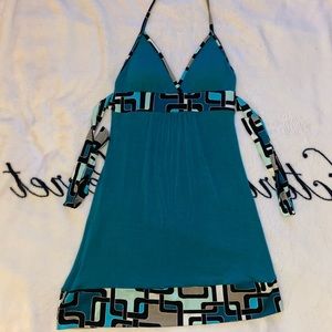 Halter Turquoise Short Dress/Cover Up
